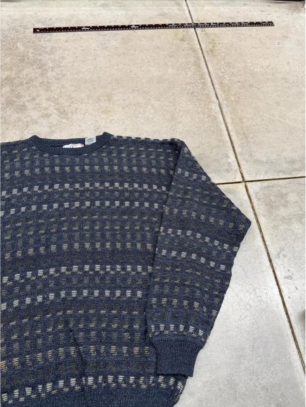 vintage farah navy and brown striped knit sweater size large